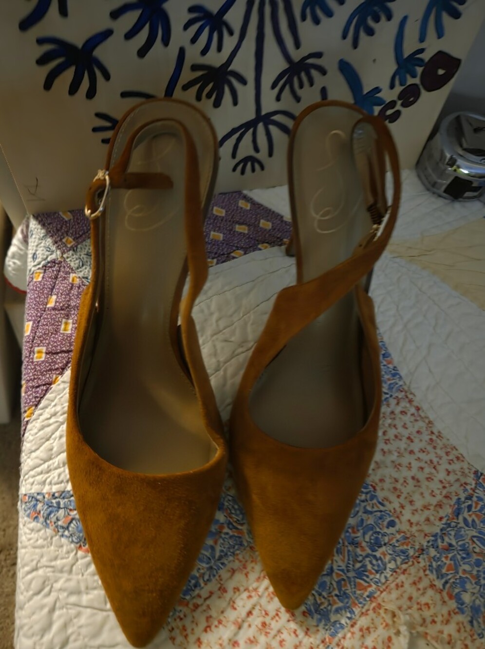 Women's Pointed-Toe Slingback Heels in Chestnut Brown Sam Eldeman 8.5 Gently Use